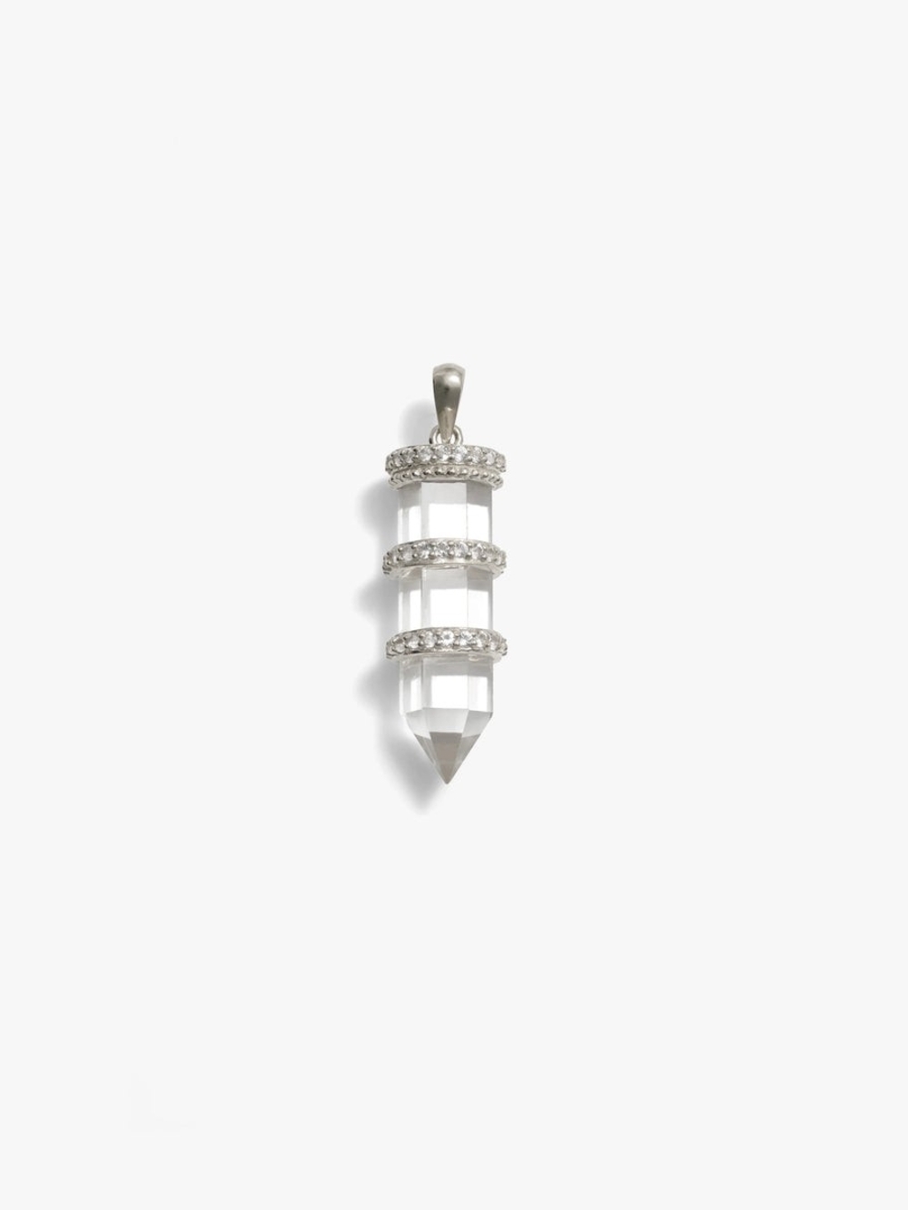 Awe Inspired Manifestation Crystal Amulet, Charm, Silver